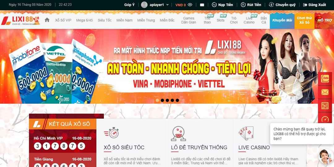 Casino online hấp dẫn cùng Lixi88